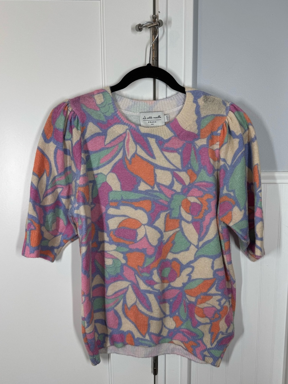 La Petite Maille FRNCH Paris Mohair Blend Abstract Knit Sweater Size Medium Larg